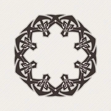 Vector ornate border. Gothic lace tattoo. Celtic weave with sharp corners. Stock Illustration