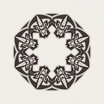 Vector ornate border. Gothic lace tattoo. Celtic weave with sharp corners. Illustrazione stock
