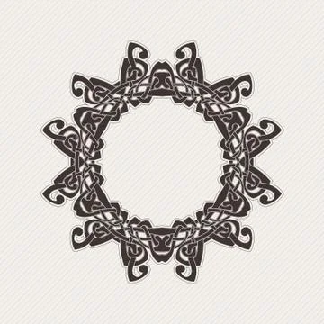 Vector ornate border. Gothic lace tattoo. Celtic weave with sharp corners. Illustrazione stock