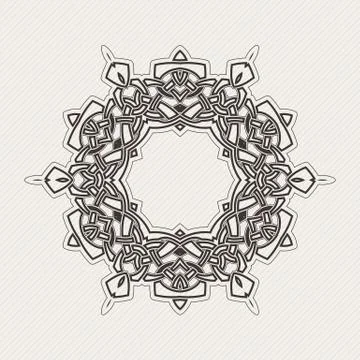 Vector ornate border. Gothic lace tattoo. Celtic weave with sharp corners. Illustrazione stock