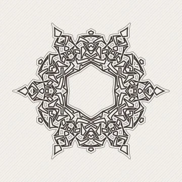 Vector ornate border. Gothic lace tattoo. Celtic weave with sharp corners. Stock Illustration