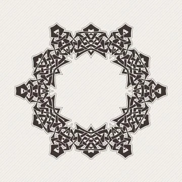 Vector ornate border. Gothic lace tattoo. Celtic weave with sharp corners. Stock Illustration