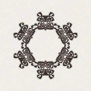 Vector ornate border. Gothic lace tattoo. Celtic weave with sharp corners. Illustrazione stock