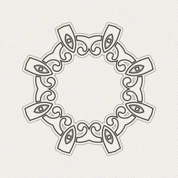Vector ornate border. Gothic lace tattoo. Celtic weave with sharp corners. Stock Illustration