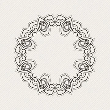 Vector ornate border. Gothic lace tattoo. Celtic weave with sharp corners. Stock Illustration