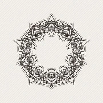 Vector ornate border. Gothic lace tattoo. Celtic weave with sharp corners Illustrazione stock