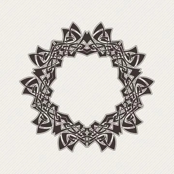 Vector ornate border. Gothic lace tattoo. Celtic weave with sharp corners Stock Illustration