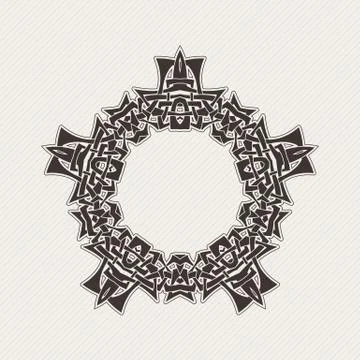Vector ornate border. Gothic lace tattoo. Celtic weave with sharp corners Illustrazione stock