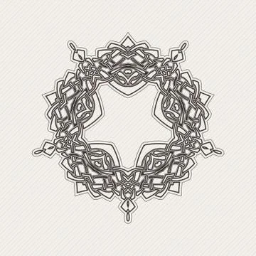 Vector ornate border. Gothic lace tattoo. Celtic weave with sharp corners Stock Illustration