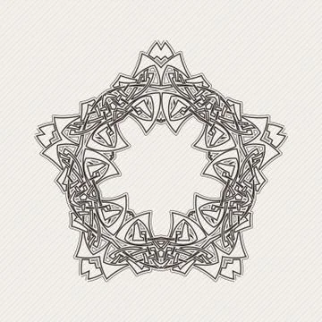 Vector ornate border. Gothic lace tattoo. Celtic weave with sharp corners Stock Illustration