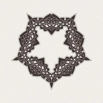 Vector ornate border. Gothic lace tattoo. Celtic weave with sharp corners Stock Illustration