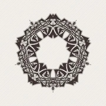 Vector ornate border. Gothic lace tattoo. Celtic weave with sharp corners Illustrazione stock