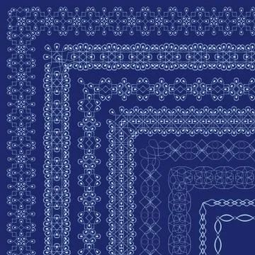 Vector ornate borders with outside corners in Eastern style Stock Illustration