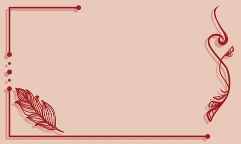 Vector ornate line art frame with feather. Original background. Outline elements Stock Illustration