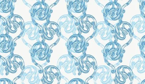Vector ornate seamless antique pattern with blue ornament Illustrazione stock