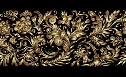 Vector ornate seamless border in Eastern style. Line art element for design Stockillustratie