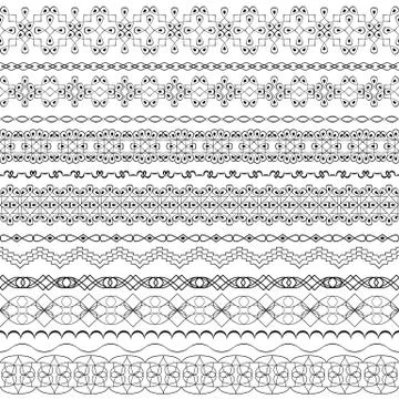 Vector ornate seamless borders in Eastern style.Line art vintage frames Stock Illustration