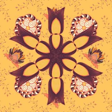 Vector ornate zentangle texture, endless pattern with abstract flowers. Seamless Stock Illustration