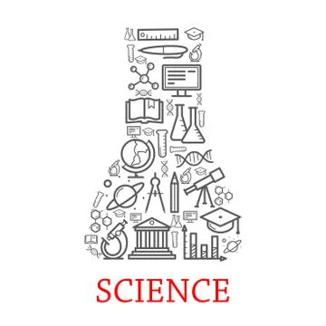 Vector ouline science elements icons Stock Illustration