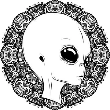 Vector outline alien head vector illustration design 库存插图