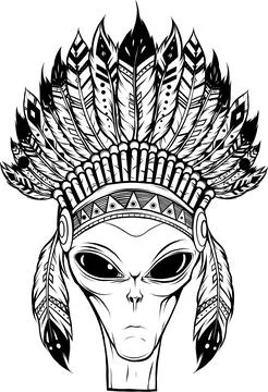 Vector outline alien head vector illustration design Stock Illustration