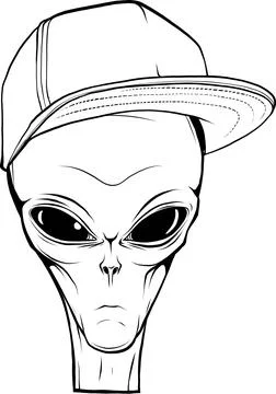 Vector outline alien head vector illustration design Illustrazione stock