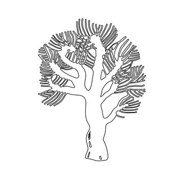 Vector outline black silhouette of winter tree without leaves. Stock Illustration