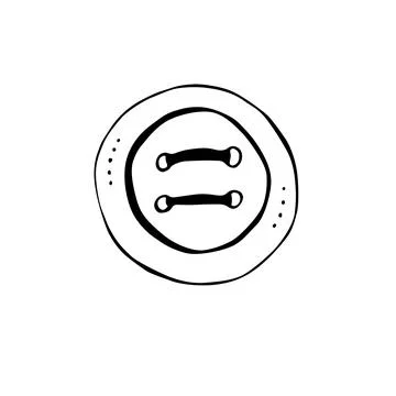 Vector outline button in doodle style. Hand drawn accessories, sewing element Stock Illustration