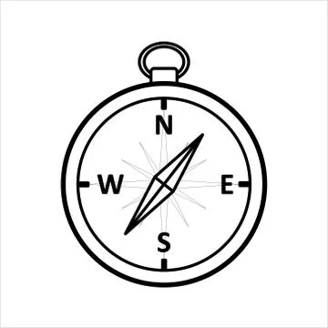 Vector Outline Compass For Children's Coloring Book. For coloring. Stock Illustration
