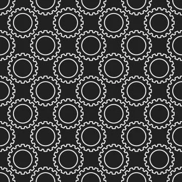Vector outline dark seamless pattern with Cog Wheels イラスト素材