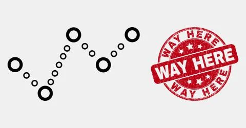 Vector Outline Dotted Trend Chart Icon and Scratched Way Here Watermark Ilustración de archivo