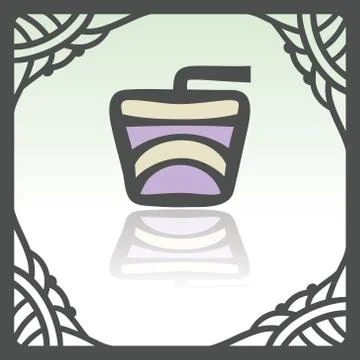 Vector outline drink in a paper cup with a cocktail straw icon. Modern logo. Stock Illustration