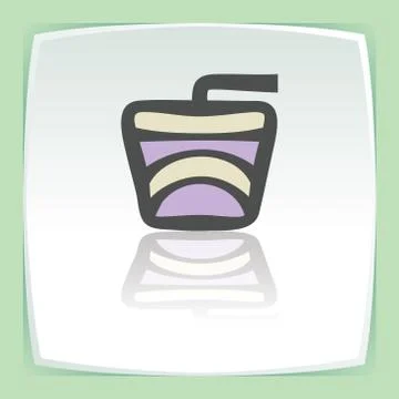 Vector outline drink in a paper cup with a cocktail straw icon. Modern logo. Stock Illustration