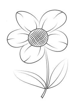 Vector outline empty flower silhouette isolated on white background for color Stock Illustration