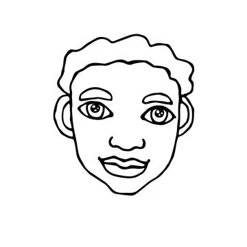 Vector outline face people. Hand drawn line art illustration. The head of a m Stock Illustration