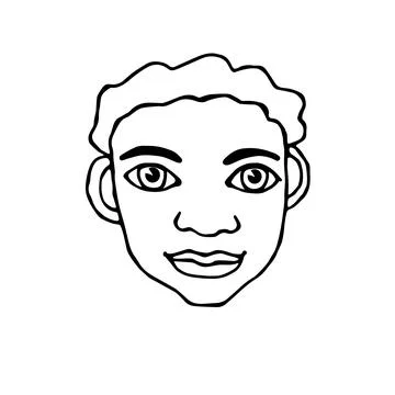 Vector outline face people. Hand drawn line art illustration. The head of a m Stock Illustration