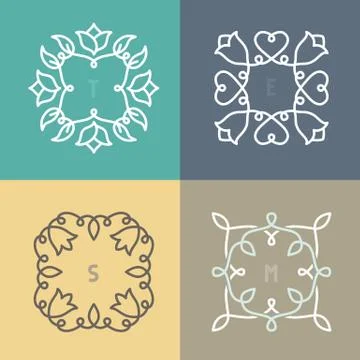 Vector outline frame set Stock Illustration