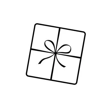 Vector outline gift box in doodle style. Holiday clipart, icon or logo Stock-Illustration