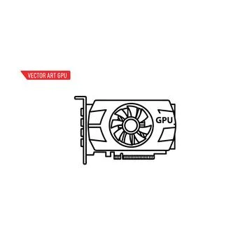 Vector outline icon of a computer graphics card Stock Illustration