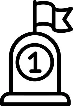 Vector outline illustration of a first place achievement marker featuring a.. Stock Illustration