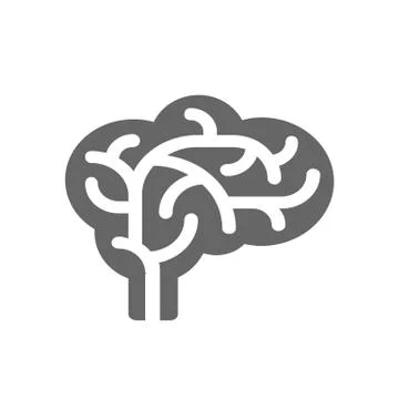 Vector outline illustration of human brain on white background Stock Illustration