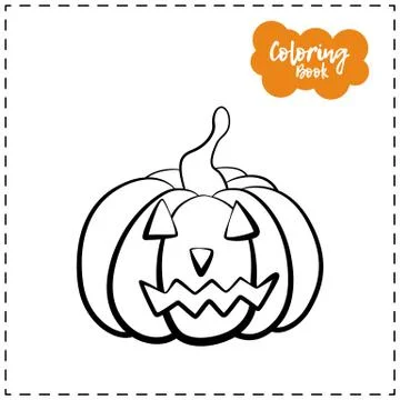 Vector outline illustration of a pumpkin lantern for Halloween with emotion o Stock Illustration