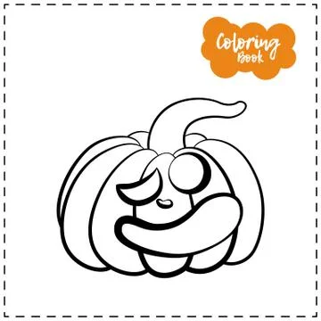 Vector outline illustration of a pumpkin lantern for Halloween with emotion o Stock Illustration