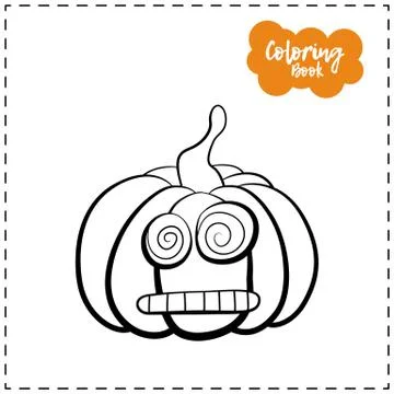 Vector outline illustration of a pumpkin lantern for Halloween with emotion o Stock Illustration