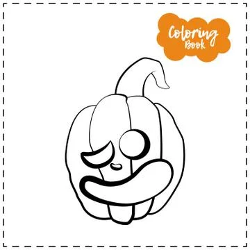 Vector outline illustration of a pumpkin lantern for Halloween with emotion o Stock Illustration