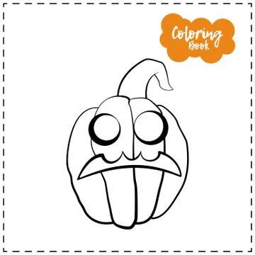 Vector outline illustration of a pumpkin lantern for Halloween with emotion o Stock Illustration