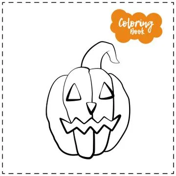 Vector outline illustration of a pumpkin lantern for Halloween with emotion o Stock Illustration