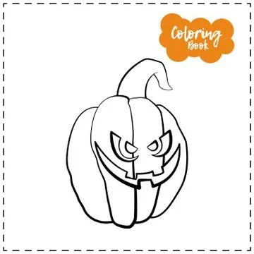 Vector outline illustration of a pumpkin lantern for Halloween with emotion o Stock Illustration
