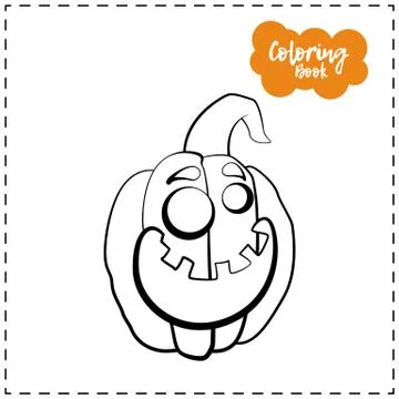 Vector outline illustration of a pumpkin lantern for Halloween with emotion o Stock Illustration