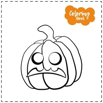 Vector outline illustration of a pumpkin lantern for Halloween with emotion o イラスト素材